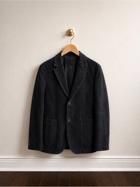 Prada Milano Black Suede Leather Blazer Jacket IT 48